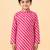 Boy's pink cotton striped knee length kurta