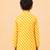 Boy's yellow cotton striped knee length kurta