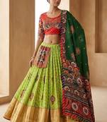 Green Mirror Navratri Lehnega Choli With Dupatta
