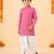 Boy's pink cotton striped knee length kurta