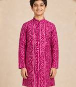 Boy's fuchsia rayon digital print knee length kurta