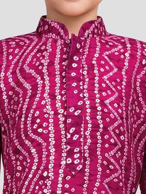 Boy's fuchsia rayon digital print knee length kurta 2