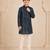 Boy's navy blue rayon digital print knee length kurta