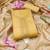 yellow unstitched thread embroidery handwork with digital printed woven dupatta dress material