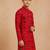 Boy's red rayon geometric print knee length kurta