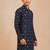 Boy's navy blue rayon geometric print knee length kurta