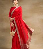 Red Embroidered Saree With Blouse