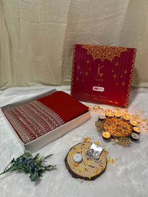Red Embroidered Saree With Blouse 8