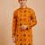 Boy's mustard rayon geometric print knee length kurta