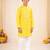 Boy's yellow cotton digital print knee length kurta