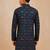 Boy's navy blue rayon printed knee length kurta