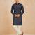 Boy's navy blue rayon printed knee length kurta