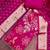 pink unstitched print handwork with woven embellished dupatta modal dress material