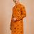 Boy's mustard rayon geometric print knee length kurta