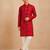 Boy's red rayon geometric print knee length kurta