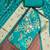 sea green unstitched print handwork with woven embellished dupatta modal dress material