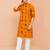 Boy's mustard rayon geometric print knee length kurta