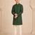 Boy's dark green rayon digital print knee length kurta