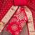 red unstitched print handwork with woven embellished dupatta modal dress material