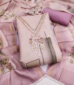 purple unstitched shimmer print handwork with printed dupatta linen dress material