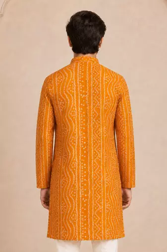 Boy's mustard rayon digital print knee length kurta