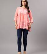 Seva chikan hand embroidered peach terivoil lucknowi chikan top scl9243