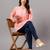 Seva chikan hand embroidered peach terivoil lucknowi chikan top scl9243