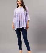 Seva chikan hand embroidered mauve terivoil lucknowi chikan top scl9244