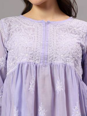 Seva chikan hand embroidered mauve terivoil lucknowi chikan top scl9244 5