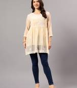 Seva chikan hand embroidered beige georgette lucknowi chikan top with slip scl9245