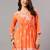 Seva chikan hand embroidered orange georgette lucknowi chikan top with slip scl9247