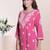 Seva chikan hand embroidered carrot pink rayon lucknowi chikan top scl9236