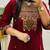 Maroon cotton embroidered thread work ethnic kurta set with dupatta