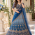 Teal Color Beads,Sequins And Thread Work Net Lehenga Choli