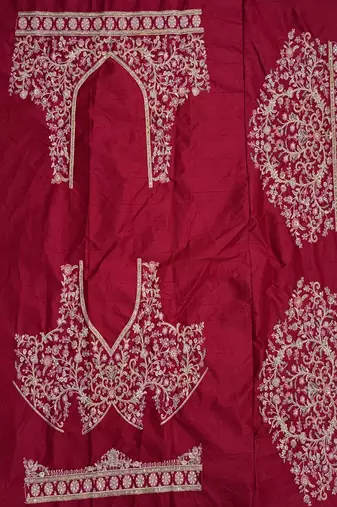 Maroon Color Crystal Beads,Sequins,Embroidery And Multi Thread Work Silk_Blend Lehenga Choli