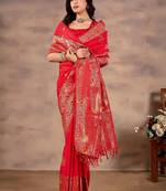 Ethnic Motifs Zari Silk Blend Heavy Work Banarasi Saree