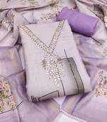 lavender unstitched shimmer print handwork with printed dupatta linen dress material
