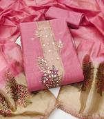 baby pink unstitched weaving handwork with woven dupatta dress material