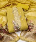 light green unstitched weaving handwork with woven dupatta dress material