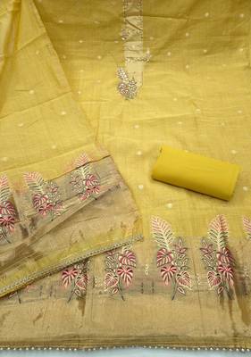 light green unstitched weaving handwork with woven dupatta dress material 2