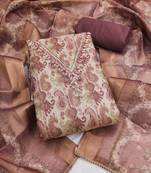 multi unstitched shimmer print handwork with printed dupatta linen dress material