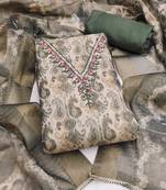 multi unstitched shimmer print handwork with printed dupatta linen dress material