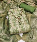 multi unstitched shimmer print handwork with printed dupatta linen dress material