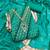 sea green unstitched print handwork with bandhani printed dupatta jaam dress material
