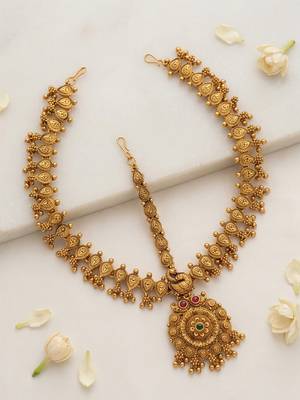 Women gold plated stone studded head jewellery 2