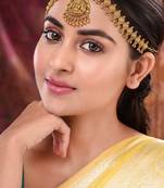 Women temple gold plated stone studded head jewellery