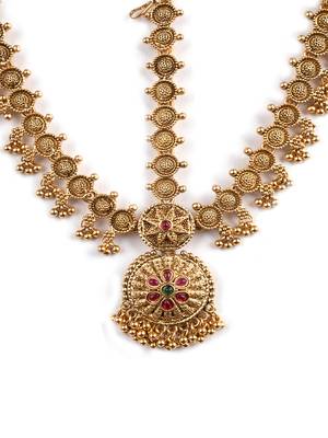 Women gold plated south indian stone studded head jewellery 4
