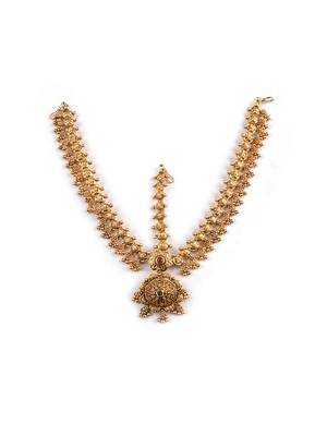 Women gold plated stone studded head jewellery 3