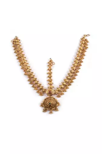 Women gold plated stone studded head jewellery