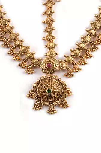Women gold plated stone studded head jewellery